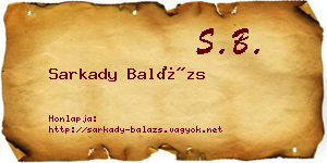 Sarkady Balázs névjegykártya